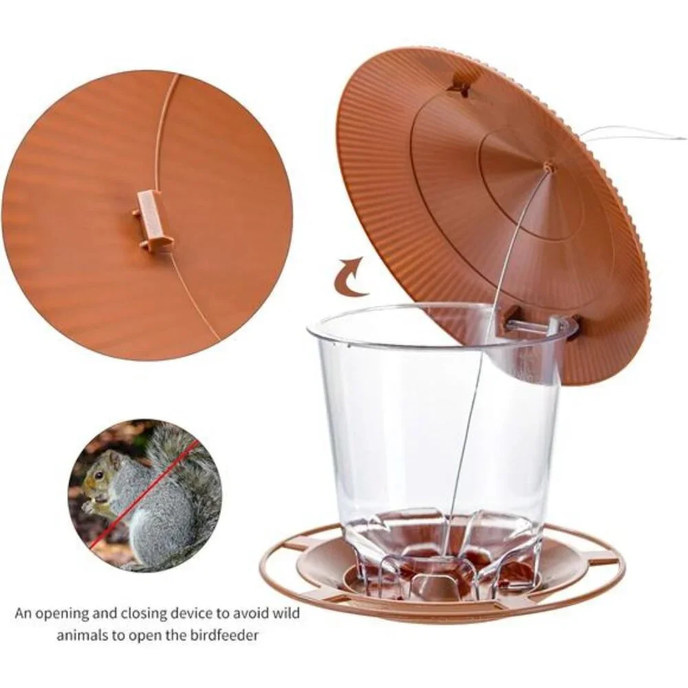 Bird Feeder Outdoor Hanging for Wild Bird Seed, Brown